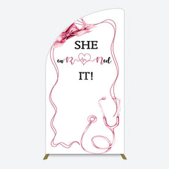 Lofaris Pink Bachelor Cap Earned It Nurse Grad Half Moon Arch Backdrop