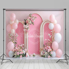 Lofaris Pink Balloon Arch Floral Wedding Room Set Backdrop