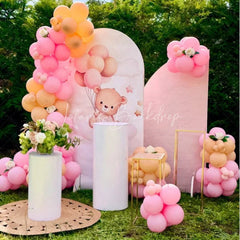 Lofaris Pink Balloon Sweet Teddy Baby Shower Arch Backdrop