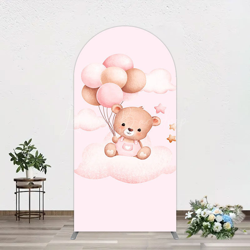 Lofaris Pink Balloon Sweet Teddy Baby Shower Arch Backdrop