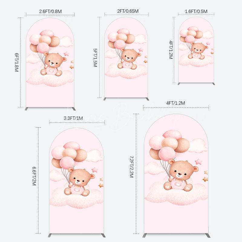 Lofaris Pink Balloon Sweet Teddy Baby Shower Arch Backdrop