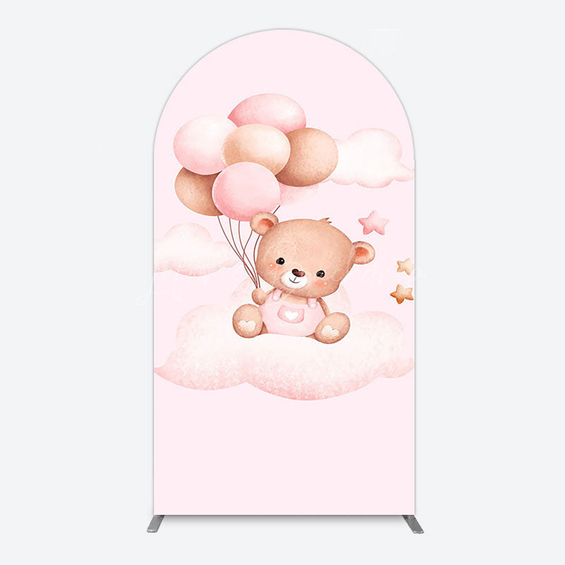 Lofaris Pink Balloon Sweet Teddy Baby Shower Arch Backdrop