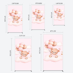 Lofaris Pink Balloon Sweet Teddy Baby Shower Rectangle Backdrop