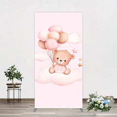 Lofaris Pink Balloon Sweet Teddy Baby Shower Rectangle Backdrop