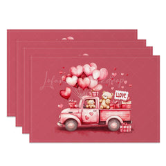 Lofaris Pink Balloon Truck Valentines Day Set Of 4 Placemats