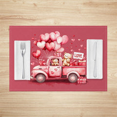 Lofaris Pink Balloon Truck Valentines Day Set Of 4 Placemats