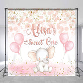 Lofaris Pink Balloons Elephant Sweet One Custom Backdrop