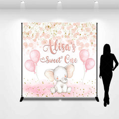 Lofaris Pink Balloons Elephant Sweet One Custom Backdrop