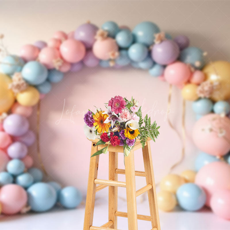 Lofaris Pink Balloons Garland Birthday Cake Smash Backdrop