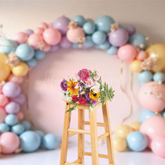Lofaris Pink Balloons Garland Birthday Cake Smash Backdrop