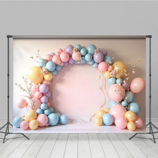 Lofaris Pink Balloons Garland Birthday Cake Smash Backdrop