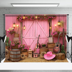 Lofaris Pink Barn Door Cowgirl Cake Smash Photo Backdrop