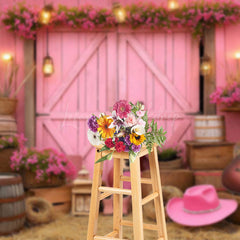 Lofaris Pink Barn Door Cowgirl Cake Smash Photo Backdrop