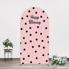 Lofaris Pink Black Dots Girls Happy Birthday Arch Backdrop