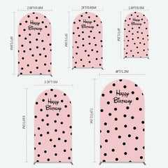 Lofaris Pink Black Dots Girls Happy Birthday Arch Backdrop