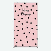 Lofaris Pink Black Dots Girls Happy Birthday Rectangle Backdrop