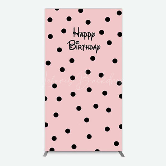 Lofaris Pink Black Dots Girls Happy Birthday Rectangle Backdrop