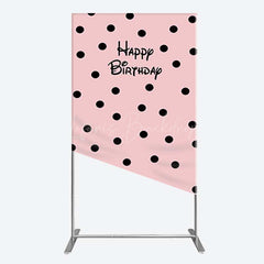 Lofaris Pink Black Dots Girls Happy Birthday Rectangle Backdrop