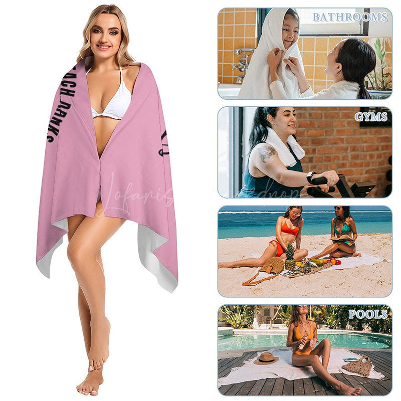 Lofaris Pink Black Girls Trip Summer Custom Name Beach Towel