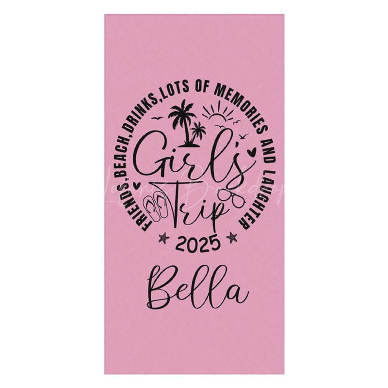 Lofaris Pink Black Girls Trip Summer Custom Name Beach Towel