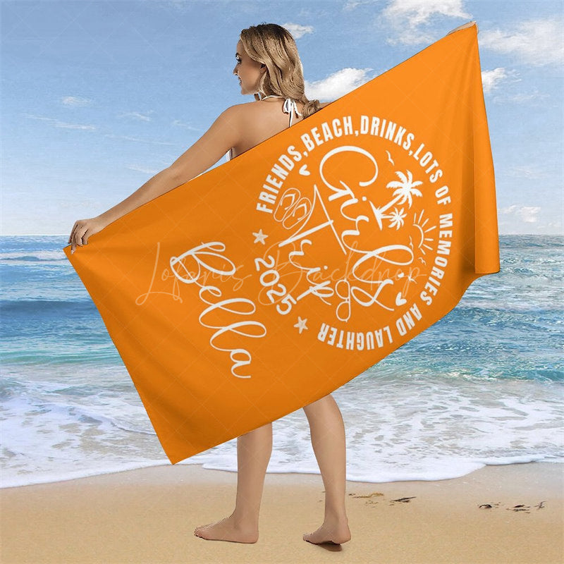 Lofaris Pink Black Girls Trip Summer Custom Name Beach Towel