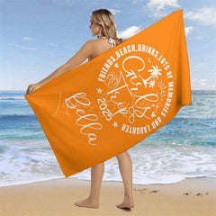 Lofaris Pink Black Girls Trip Summer Custom Name Beach Towel