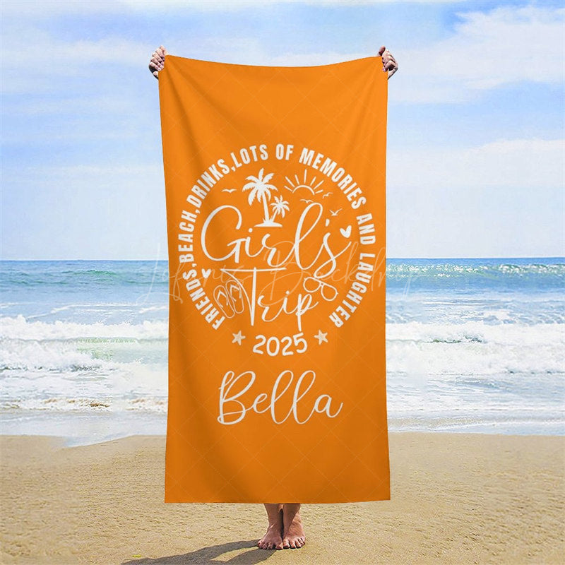 Lofaris Pink Black Girls Trip Summer Custom Name Beach Towel