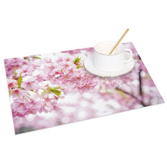 Lofaris Pink Blooming Cherry Blossom Set of 4 Placemats for Spring Festival and Japanese Themed Dining Decor