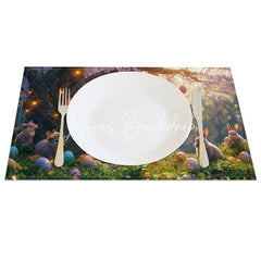 Lofaris Pink Blossom Bunny Set of 4 Placemats Spring Flower Tree Easter Holiday Table Mats Decor
