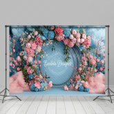 Lofaris Pink Blue Arch Floral Elegant Romantic Wall Backdrop