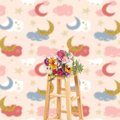 Lofaris Pink Blue Clouds Moon Stars Cake Smash Photo Backdrop