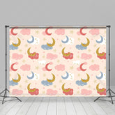 Lofaris Pink Blue Clouds Moon Stars Cake Smash Photo Backdrop