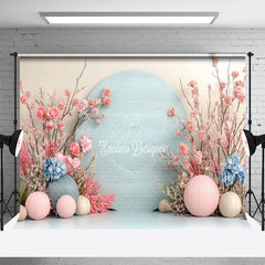 Lofaris Pink Blue Floral Modern Wall Wedding Photo Backdrop