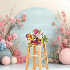 Lofaris Pink Blue Floral Modern Wall Wedding Photo Backdrop