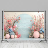 Lofaris Pink Blue Floral Modern Wall Wedding Photo Backdrop