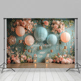 Lofaris Pink Blue Hot Air Balloon Floral Wedding Backdrop