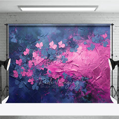 Lofaris Pink Blue Impasto Floral Backdrop Textured Oil Painting Flowers Dark Background Artistic Photography Banner