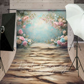 Lofaris Pink Blue Pastel Florals Sweep Backdrop For Photo