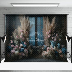 Lofaris Pink Blue Rose Door Boho Elegant Wedding Backdrop