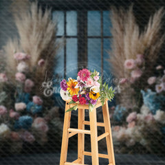 Lofaris Pink Blue Rose Door Boho Elegant Wedding Backdrop