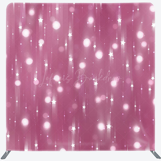 Lofaris Pink Bokeh Stars Light Birthday Pillow Cover Backdrop