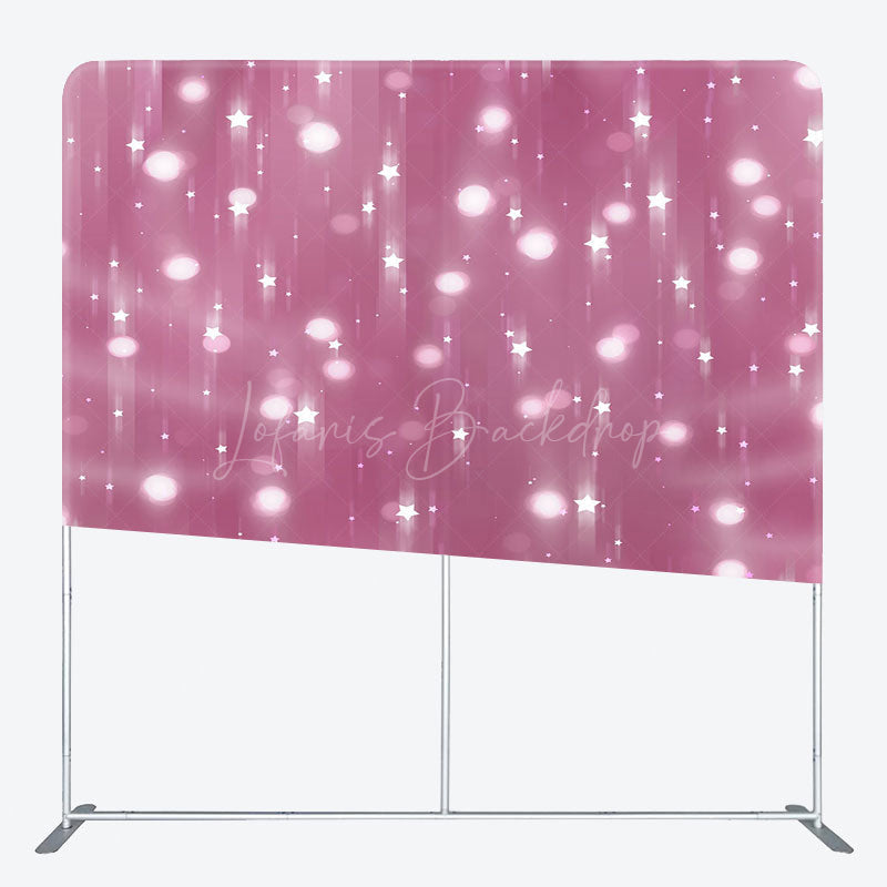 Lofaris Pink Bokeh Stars Light Birthday Pillow Cover Backdrop