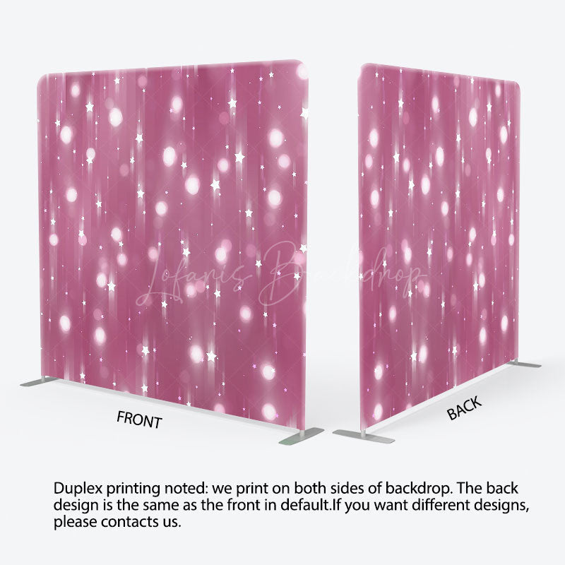 Lofaris Pink Bokeh Stars Light Birthday Pillow Cover Backdrop