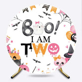 Lofaris Pink Boo 2Nd Halloween Kids Round Birthday Backdrop