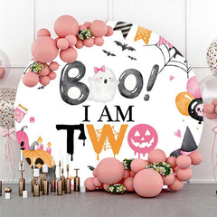 Lofaris Pink Boo 2Nd Halloween Kids Round Birthday Backdrop