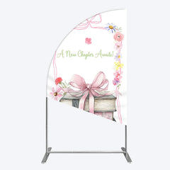 Lofaris Pink Book New Chapter Awaits Baby Shower Half Moon Arch Backdrop