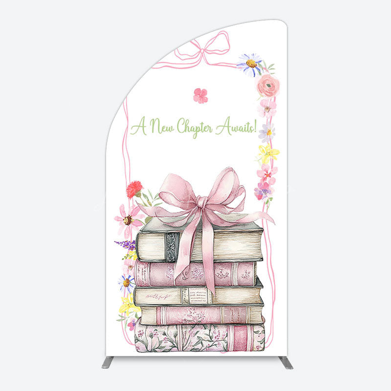 Lofaris Pink Book New Chapter Awaits Baby Shower Half Moon Arch Backdrop