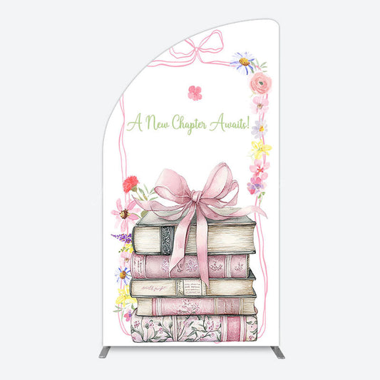 Lofaris Pink Book New Chapter Awaits Baby Shower Half Moon Arch Backdrop