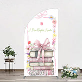 Lofaris Pink Book New Chapter Awaits Baby Shower Half Moon Arch Backdrop