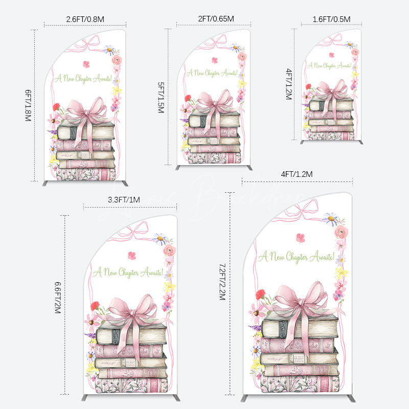 Lofaris Pink Book New Chapter Awaits Baby Shower Half Moon Arch Backdrop